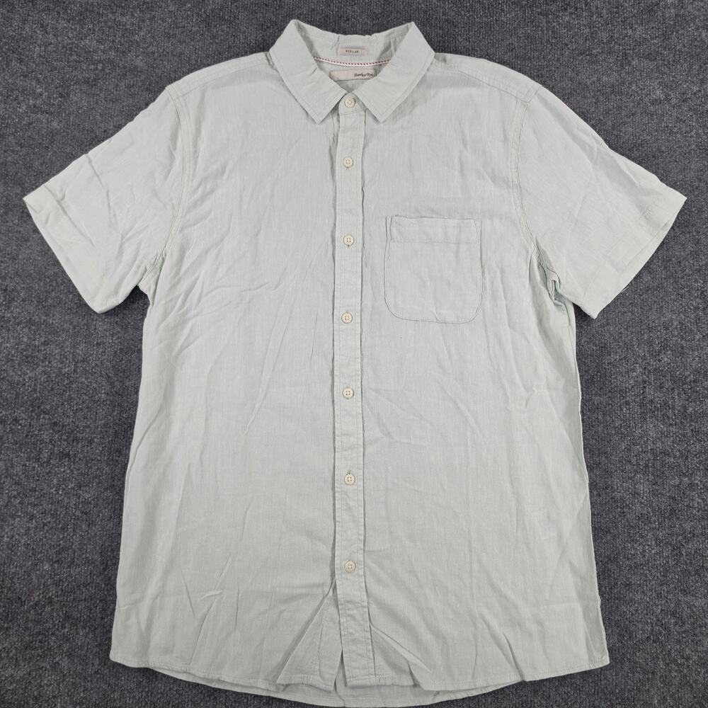Hawker Rye Mens Shirt Size M Sage Green Linen Blend Short Sleeve Regular Fit